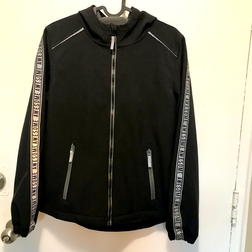 Athletic Works kids black with awesome writing on the sleeves jacket XL …